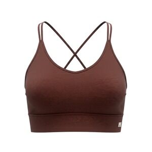Vuori Womens Brown Cotton Butter Soft Crop Top Double Strap Cross Back Size M